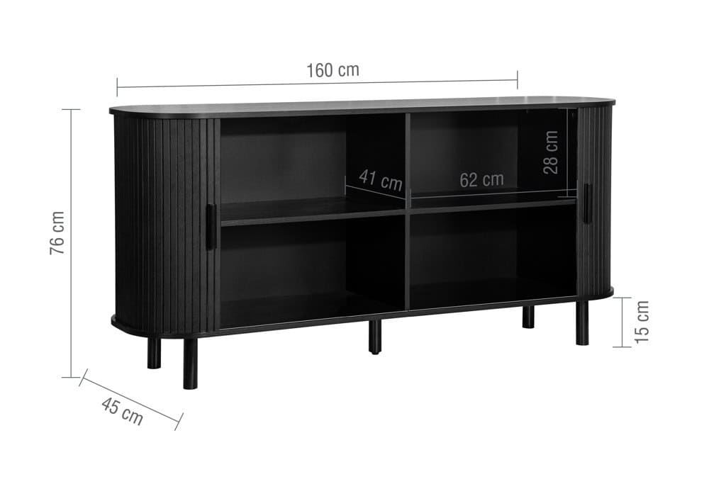 Axel 2 Door Fluted Sideboard - Black - Image 17
