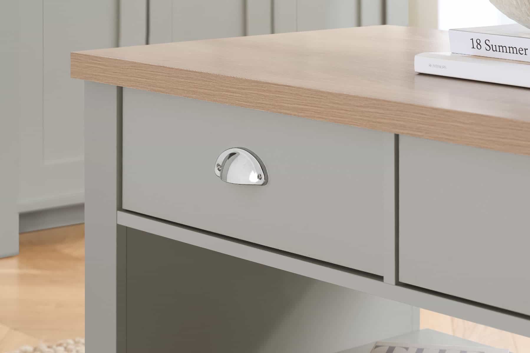Highgate 2 Drawer Coffee Table - Grey & Oak - Image 3