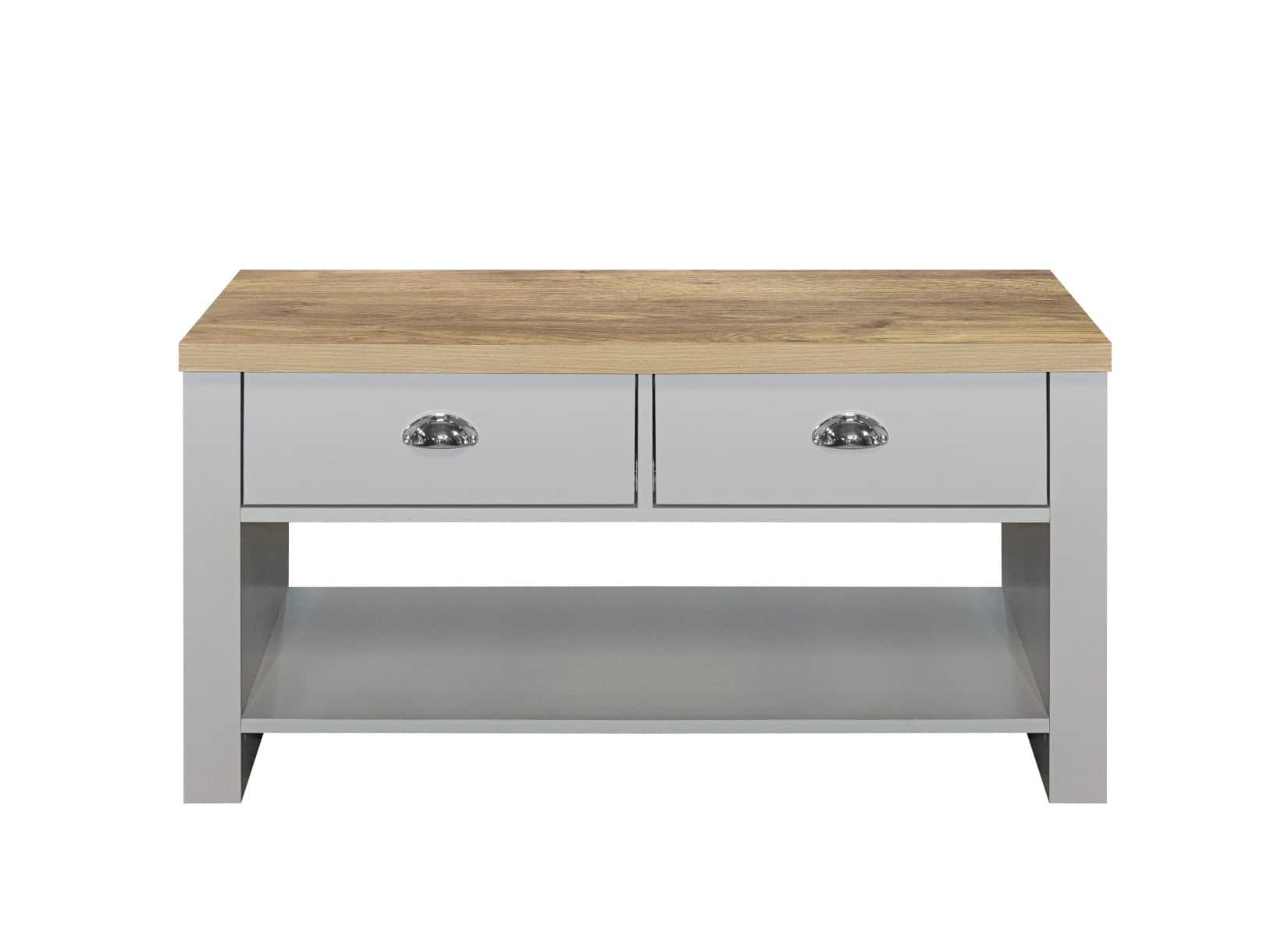 Highgate 2 Drawer Coffee Table - Grey & Oak - Image 6
