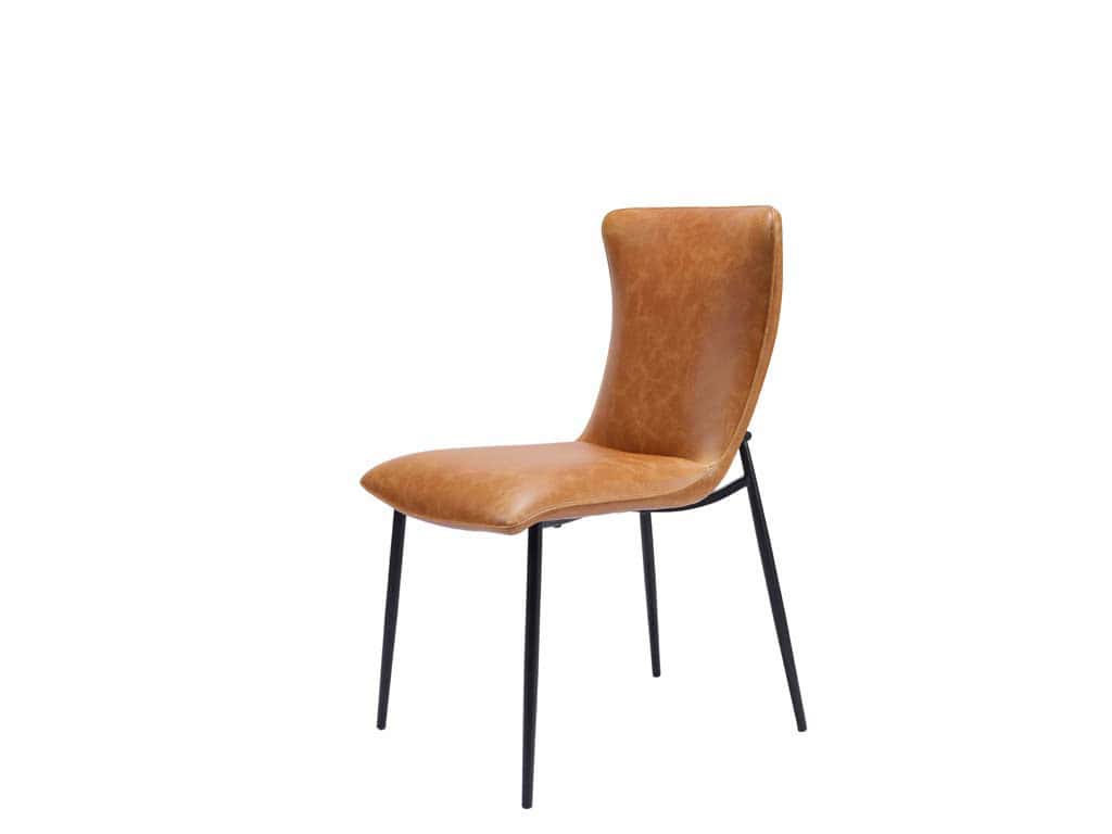 Ella Dining Chair (Pair) - Tan PU - Image 2