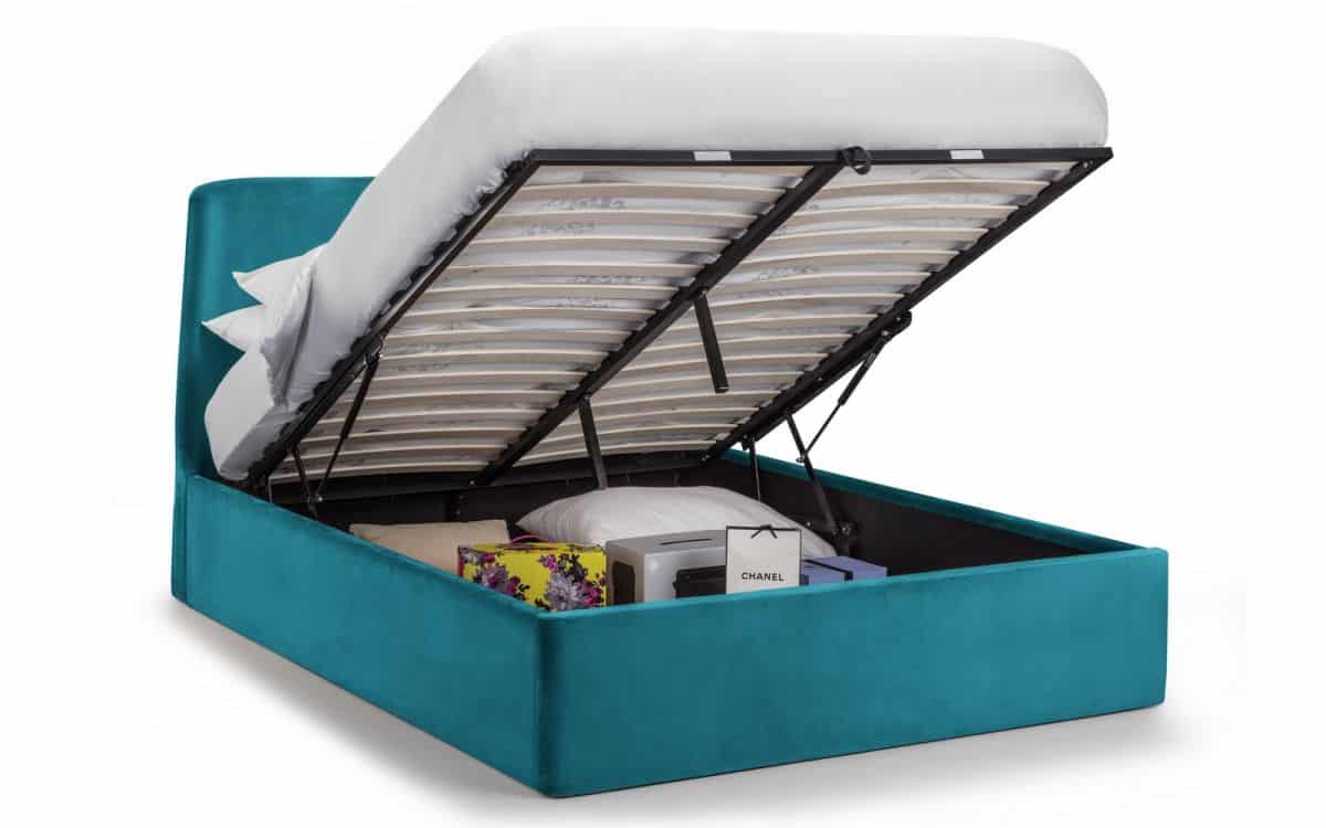 Frances 4ft6 Curved Ottoman Bed - Teal Velvet - Image 3