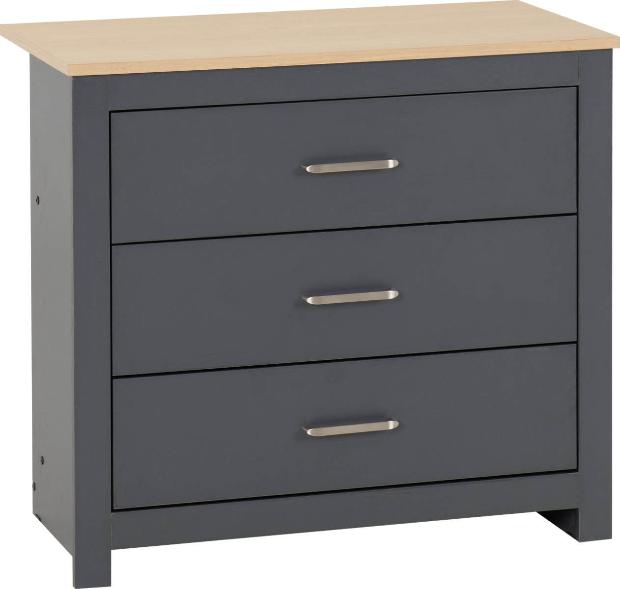 Portland 3 Drawer Chest - Grey & Oak - Image 2
