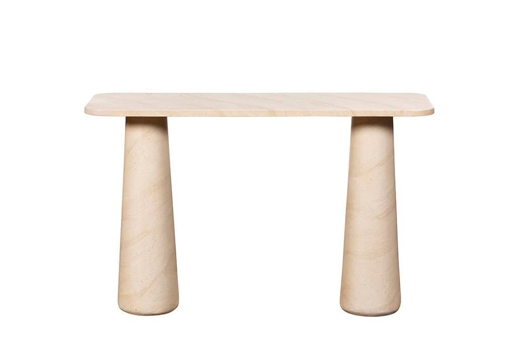 Baker Furniture Ida Console Table - Faux Travertine - Image 2