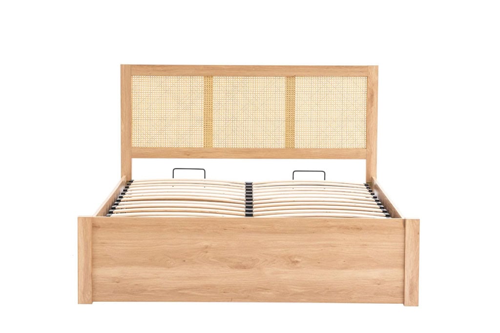 Croxley 4ft6 Rattan Ottoman Bedframe - Oak - Image 10