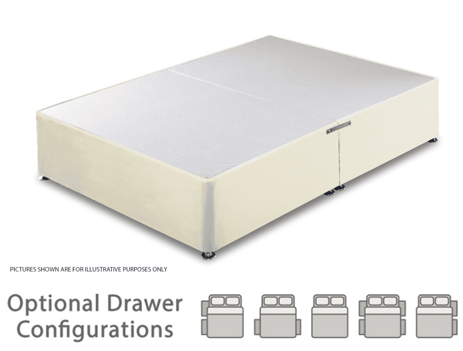 Granada 4ft6 Divan Base - White Faux Leather - Image 2