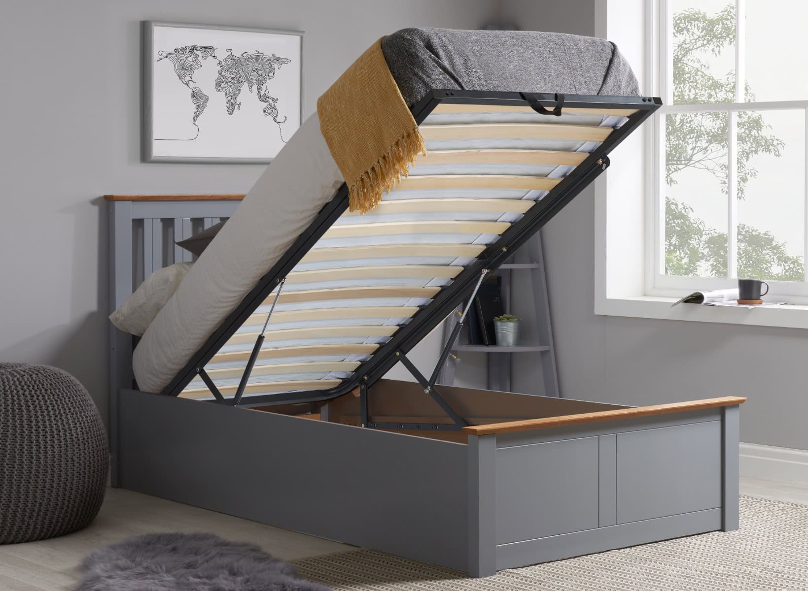 3ft Phoenix Ottoman - Stone Grey | Buy Online | Beds.ie