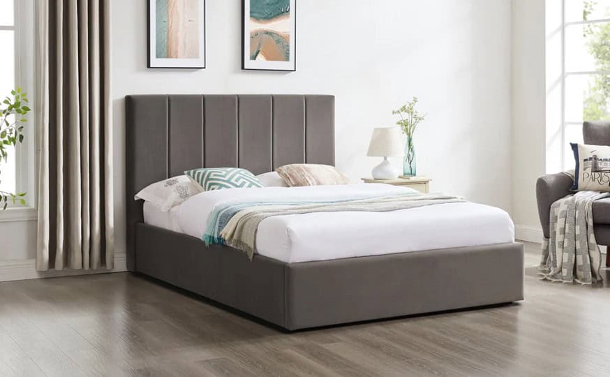 Lisa 4ft6 Upholstered Bedframe - Grey Velvet | Buy Online | Beds.ie