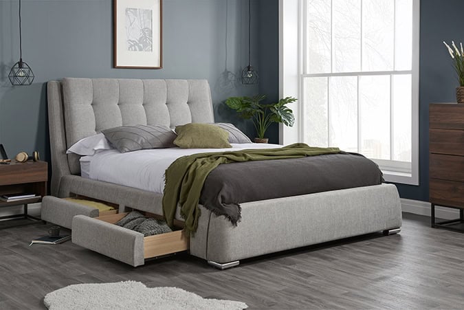 5ft Mayfair Grey 4 Drawer Bedframe | Buy Online | Beds.ie