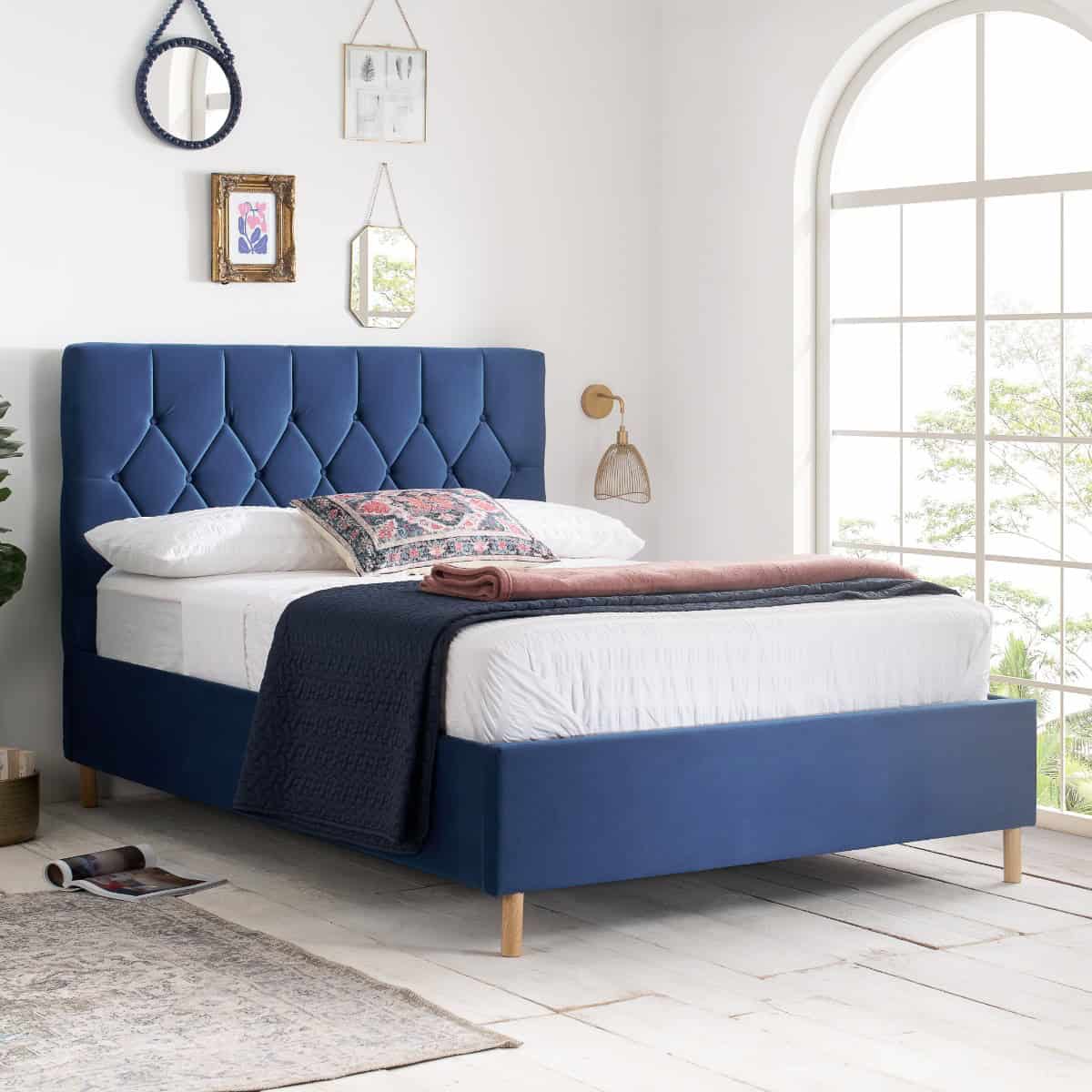 Loxley 5ft Ottoman Bedframe - Blue Velvet - Image 2