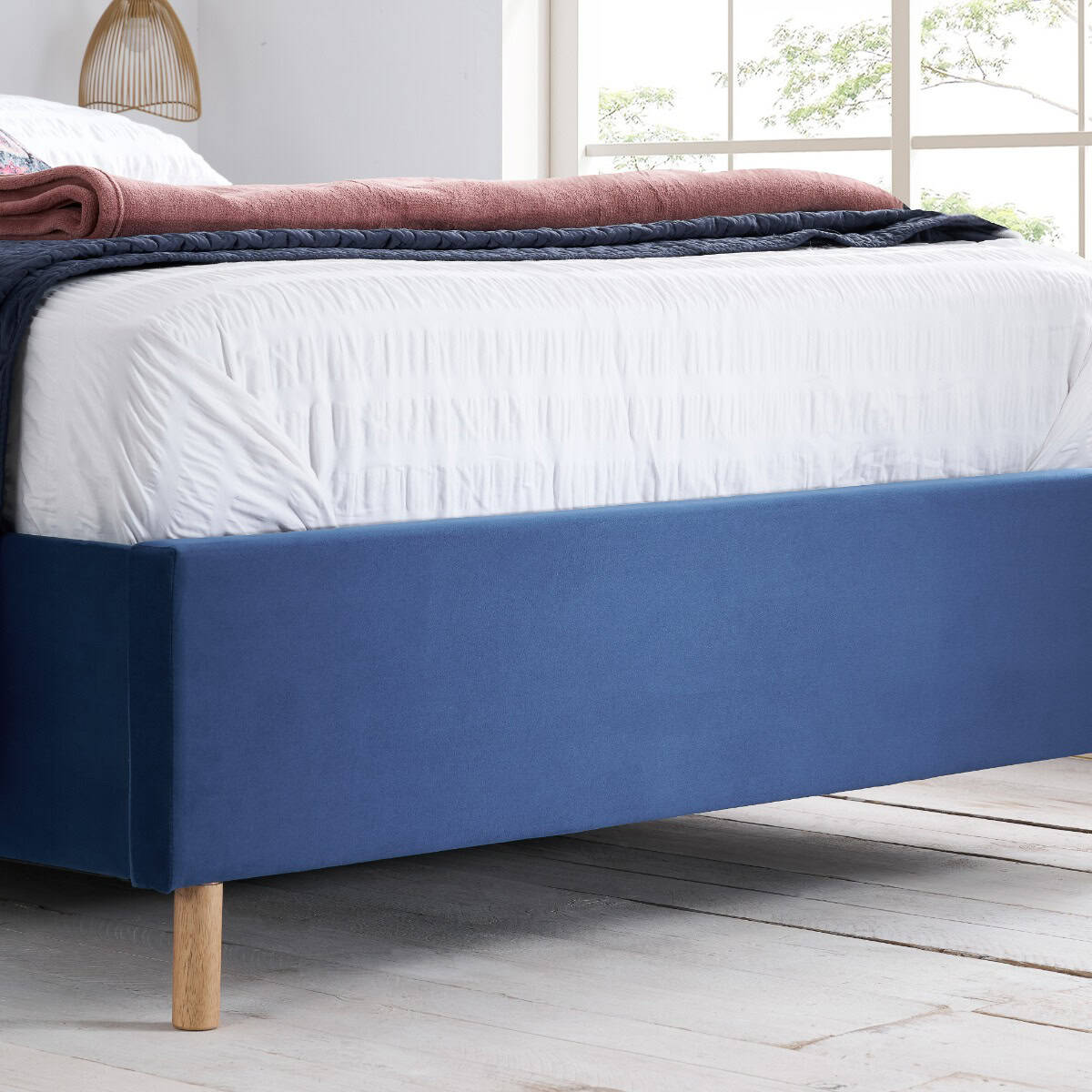 Loxley 5ft Ottoman Bedframe - Blue Velvet - Image 6