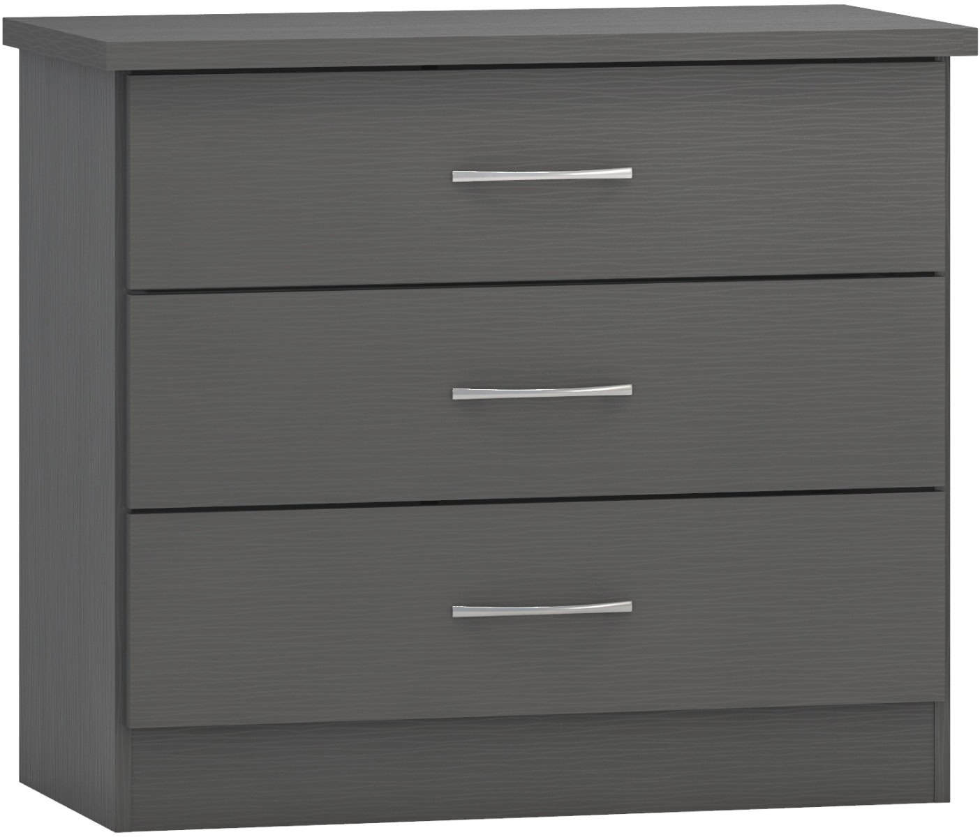 Nevada 3 Drawer Chest - 3D Effect Grey | Buy Online | Beds.ie