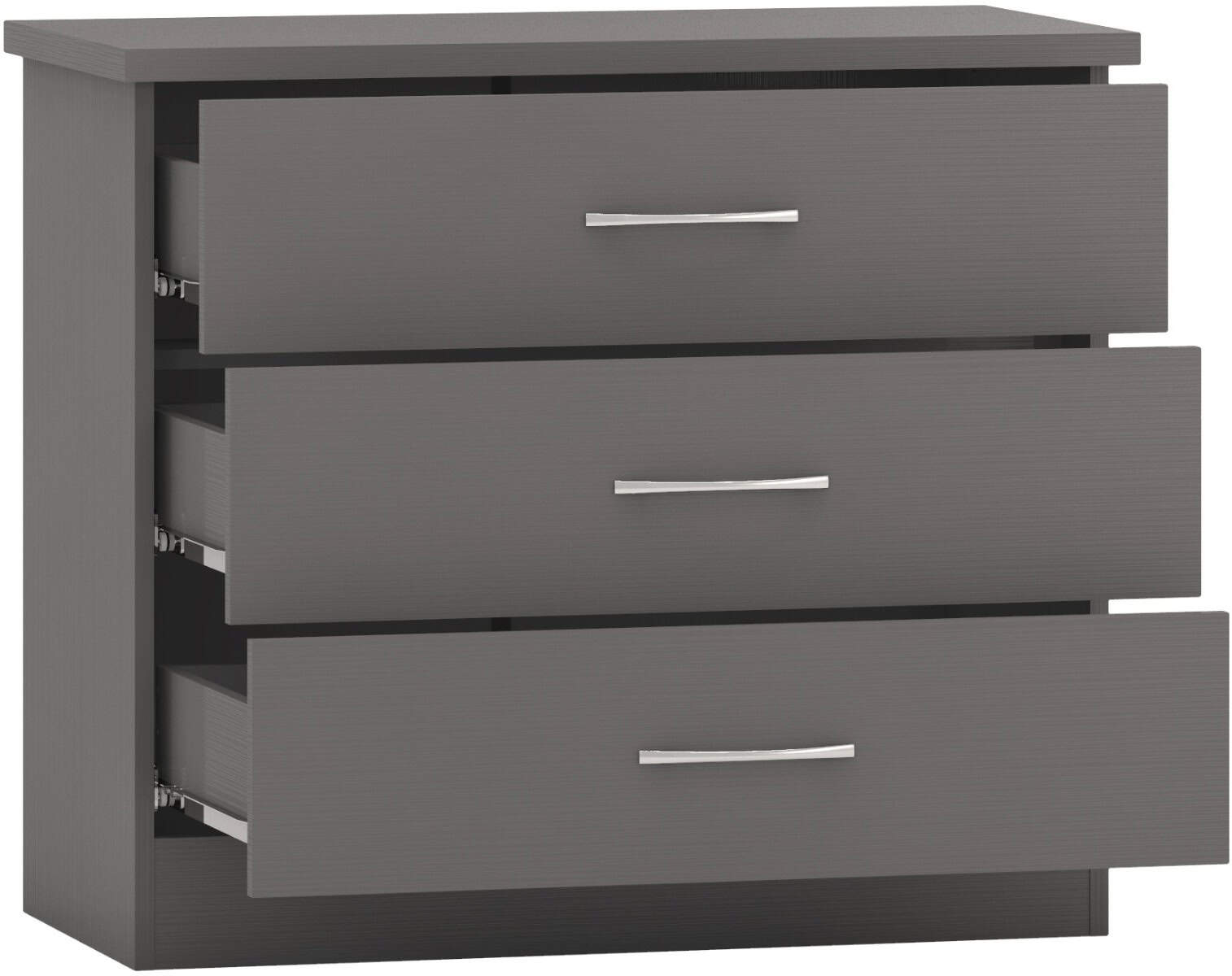 Nevada 3 Drawer Chest - 3D Effect Grey - Image 2