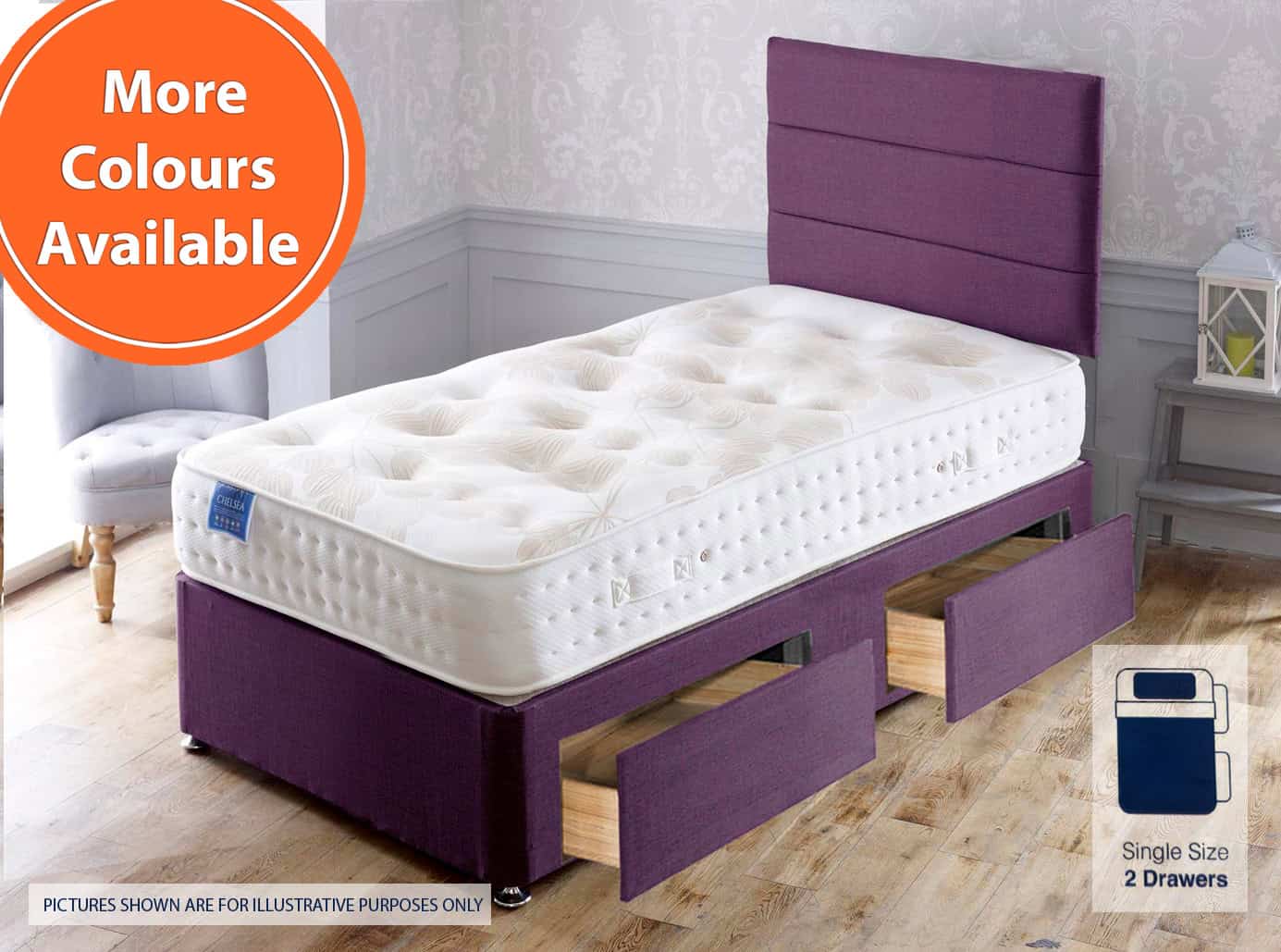 Apollo 3ft Chelsea 2 Drawer Bed | Buy Online | Beds.ie