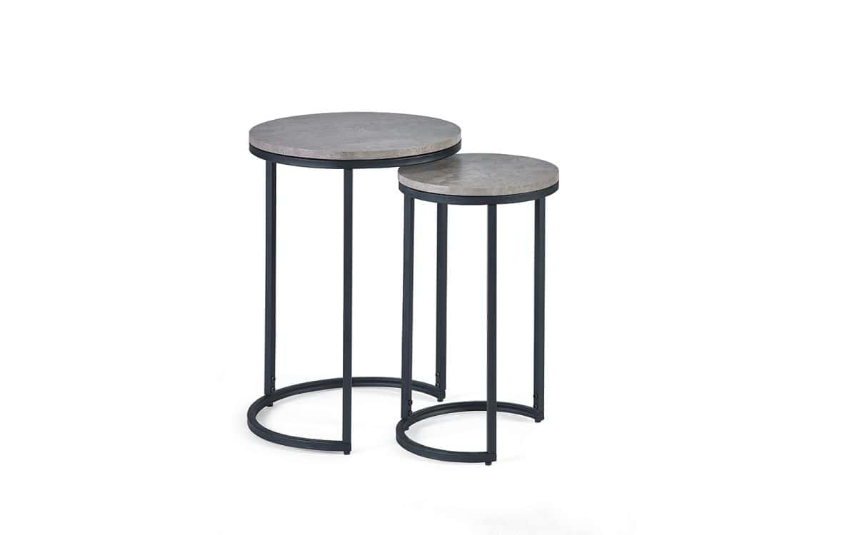 Sawmill Round Nest of 2 Side Tables - Concrete - Image 2
