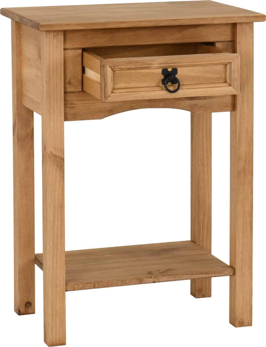 Corona 1 Drawer Console Table - Waxed Pine - Image 3