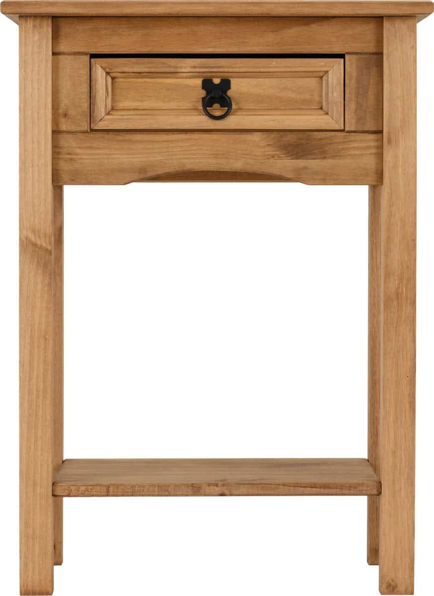 Corona 1 Drawer Console Table - Waxed Pine - Image 4