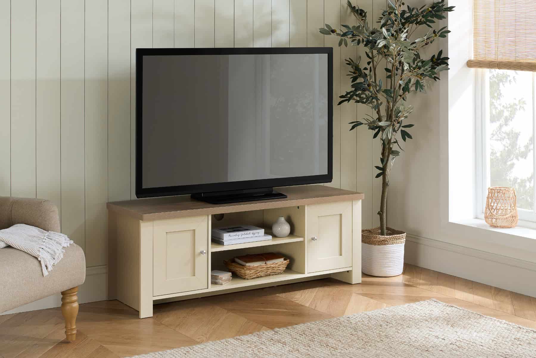 Highgate Large TV Unit - Cream & Oak | Buy Online | Beds.ie