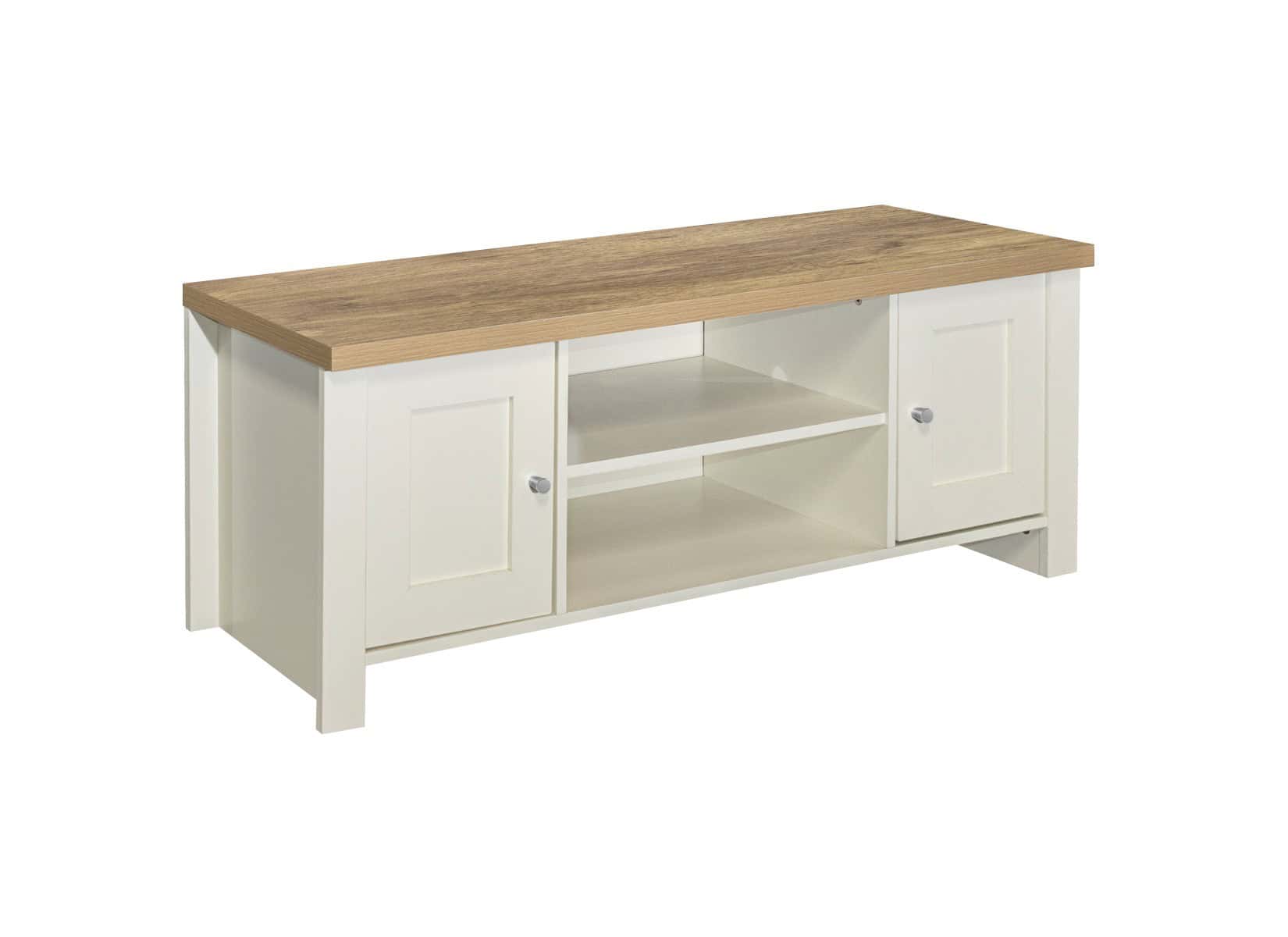 Highgate Large TV Unit - Cream & Oak - Image 4