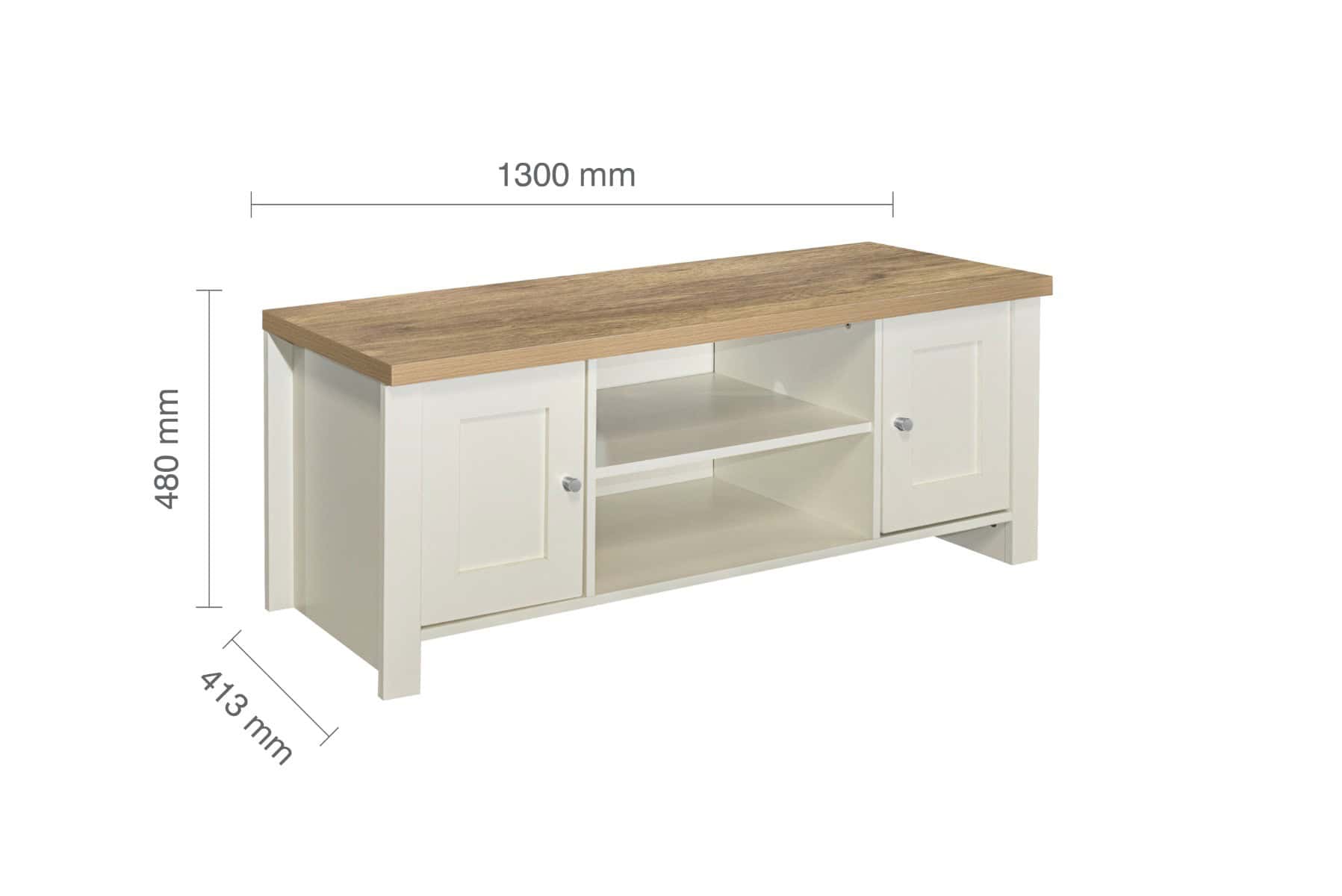Highgate Large TV Unit - Cream & Oak - Image 8