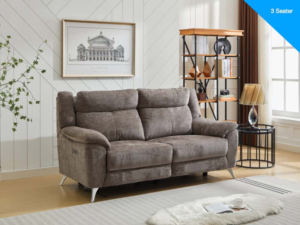 Monroe 3 Seater Electric Recliner - Stone | Buy Online | Beds.ie