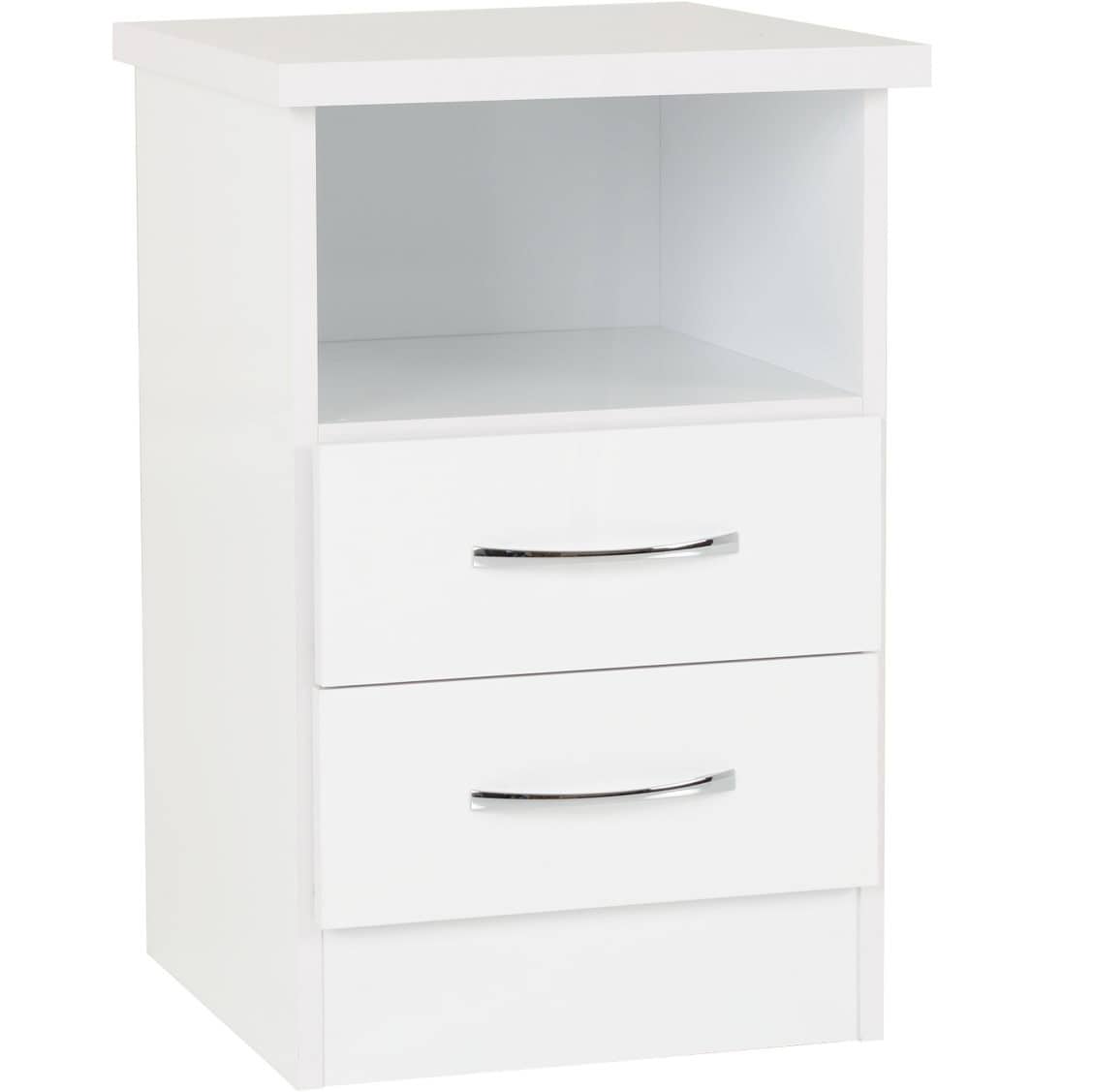 Nevada 2 Drawer Bedside - White Gloss | Buy Online | Beds.ie