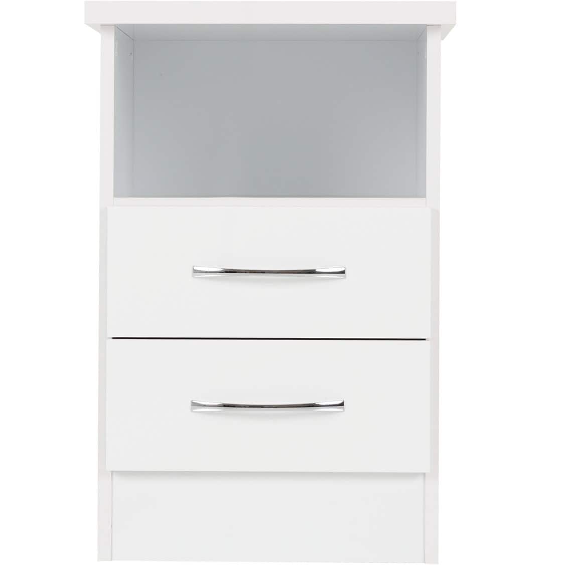 Nevada 2 Drawer Bedside - White Gloss - Image 4