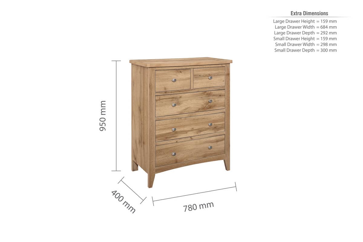 Hampstead 3 + 2 Chest - Oak - Image 5