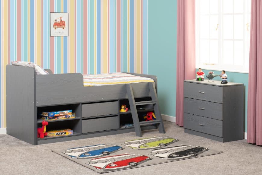 Felix Low Sleeper Bedframe - Grey | Buy Online | Beds.ie