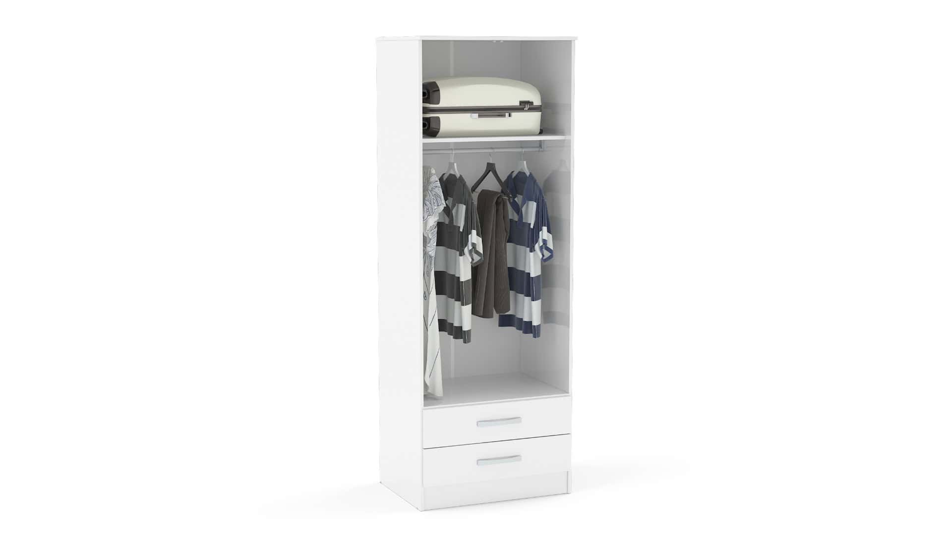 Lynx 2 Door Combi Wardrobe - White - Image 2