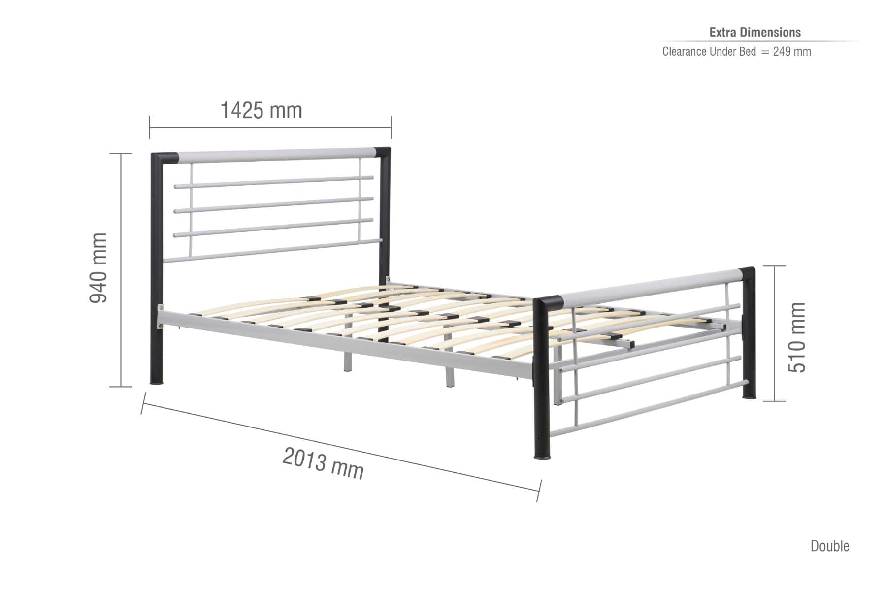 Faro 4ft6 Bedframe - Silver/Black - Image 7