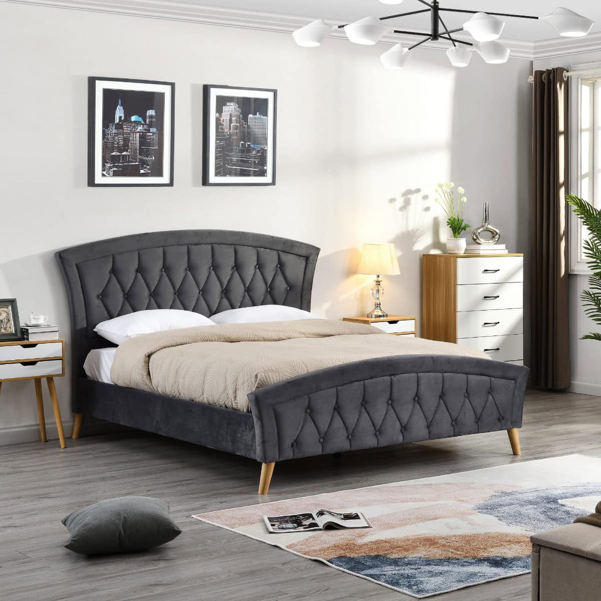 Kingston 4ft6 Bedframe - Grey | Buy Online | Beds.ie