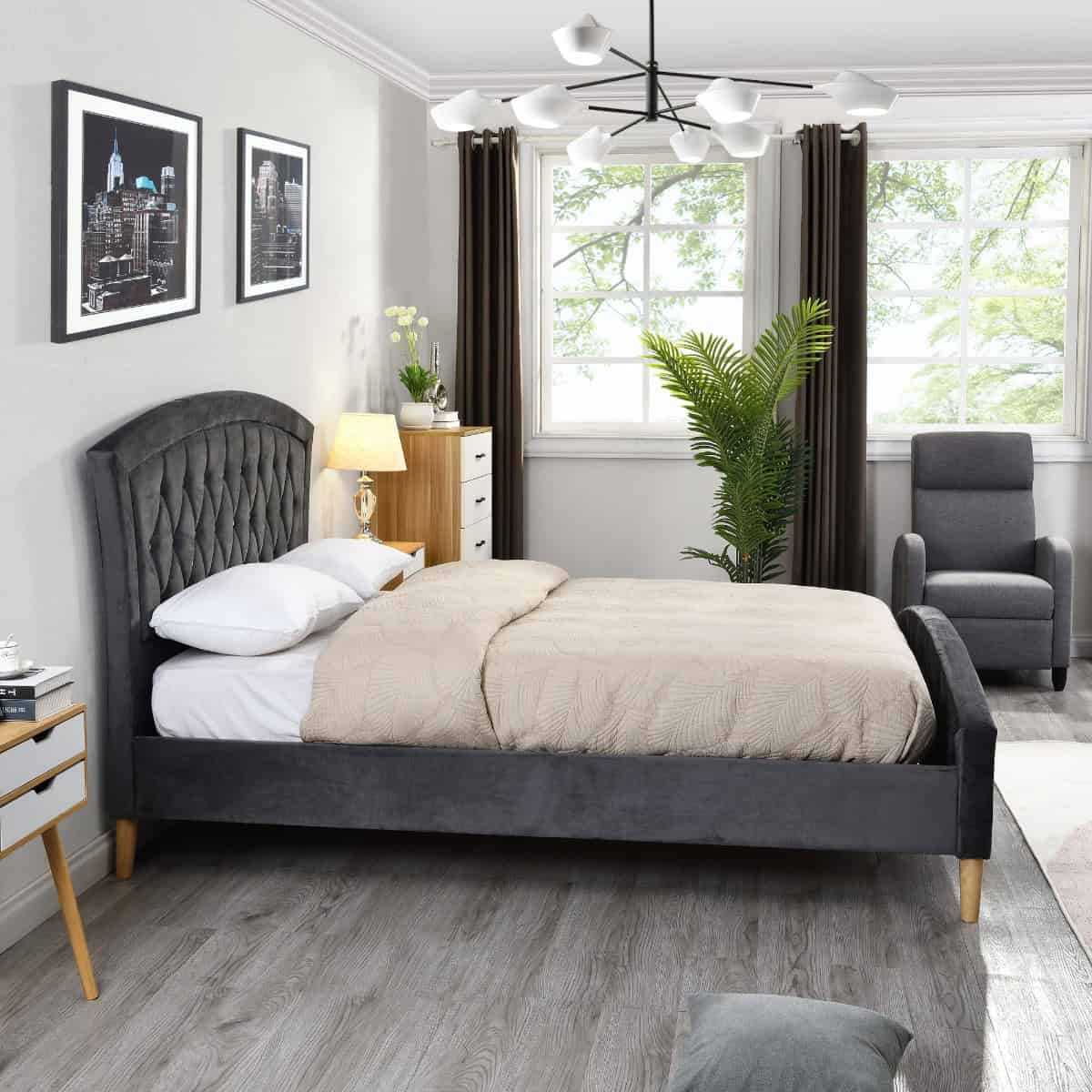 Kingston 4ft6 Bedframe - Grey - Image 3