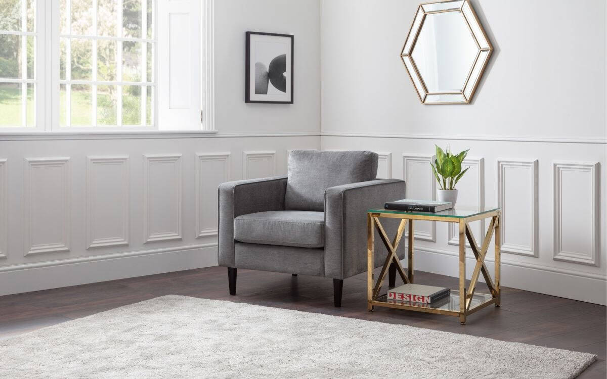 Sadie Armchair - Grey Chenille Fabric | Buy Online | Beds.ie