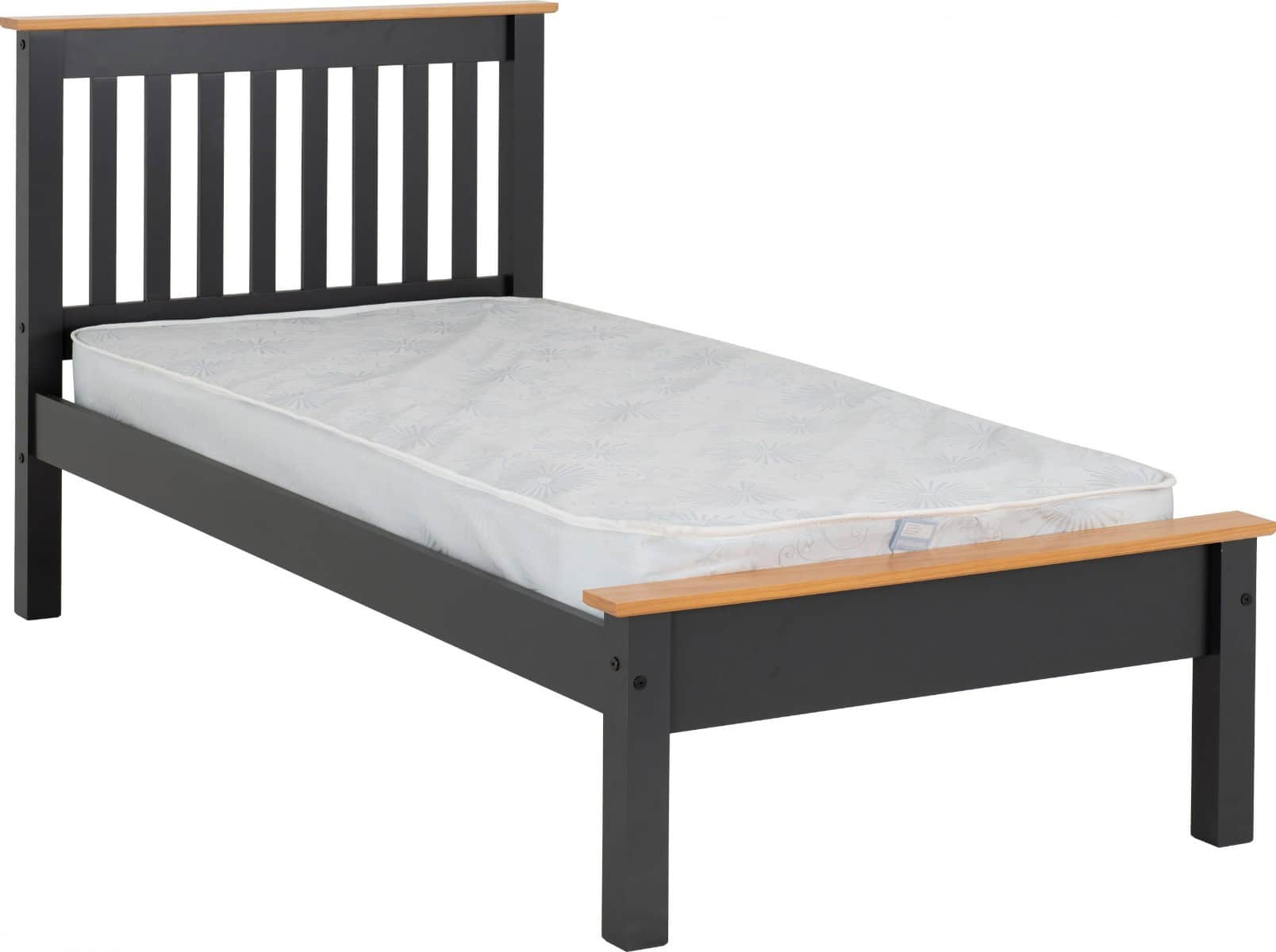 Monaco 3ft Low End Bedframe - Dark Grey & Oak | Buy Online | Beds.ie