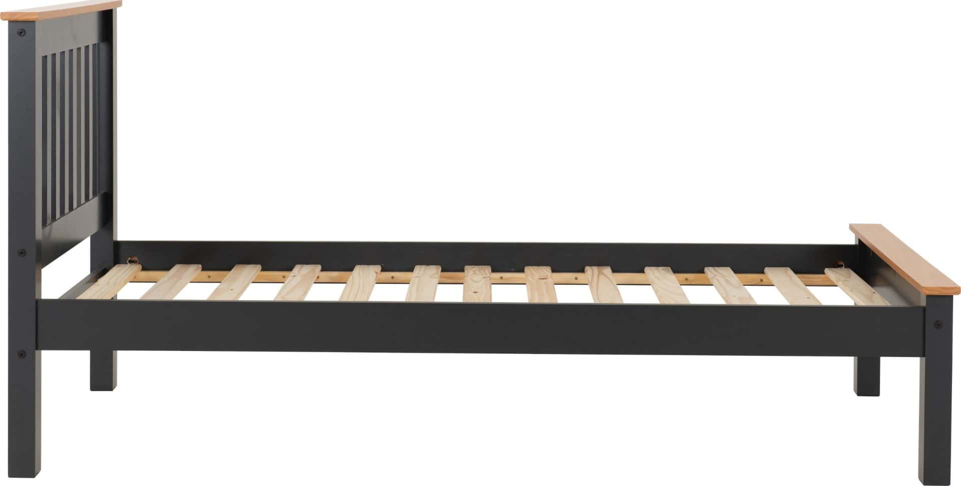 Monaco 3ft Low End Bedframe - Dark Grey & Oak - Image 2