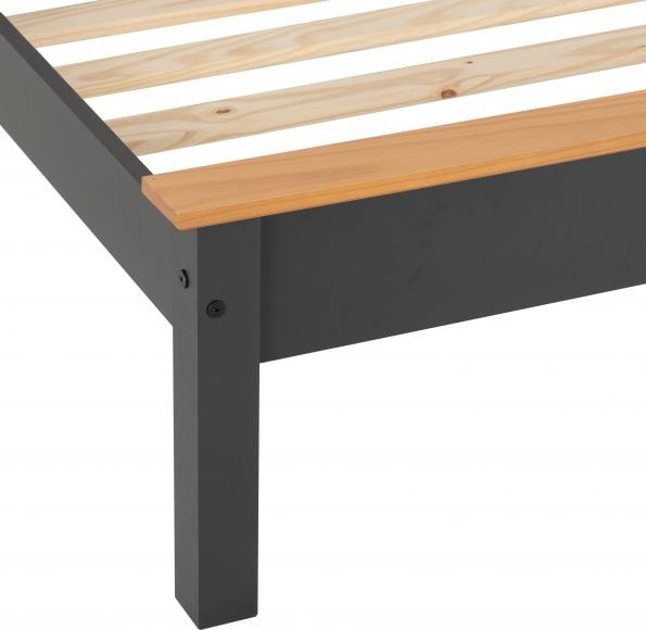 Monaco 3ft Low End Bedframe - Dark Grey & Oak - Image 5