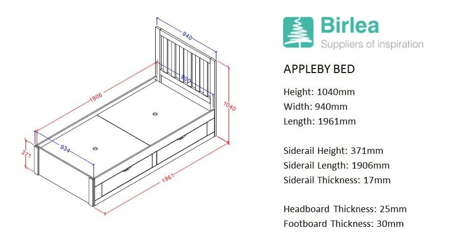 Appleby 3ft White Bed - Image 6