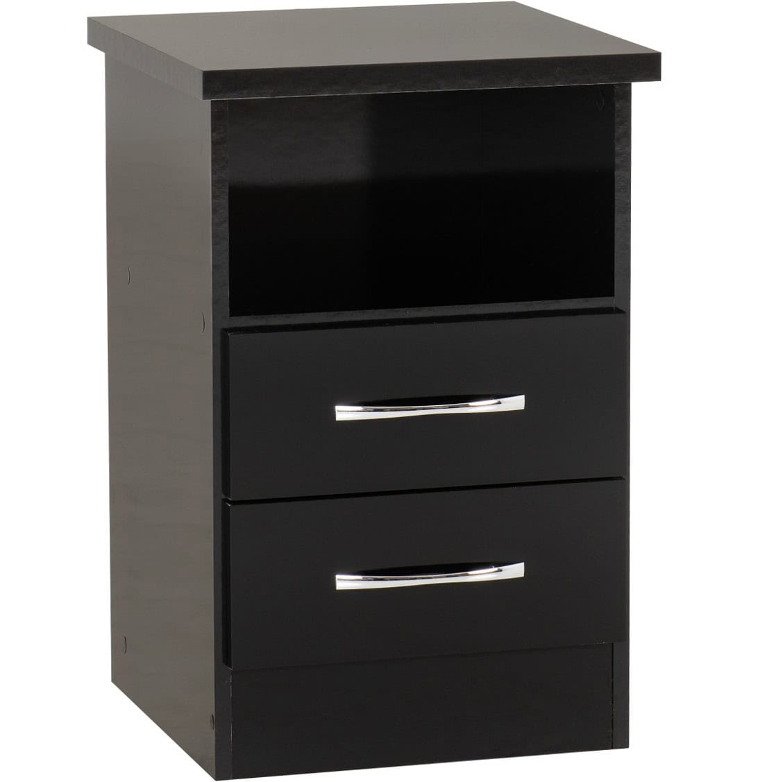 Nevada 2 Drawer Bedside - Black Gloss | Buy Online | Beds.ie