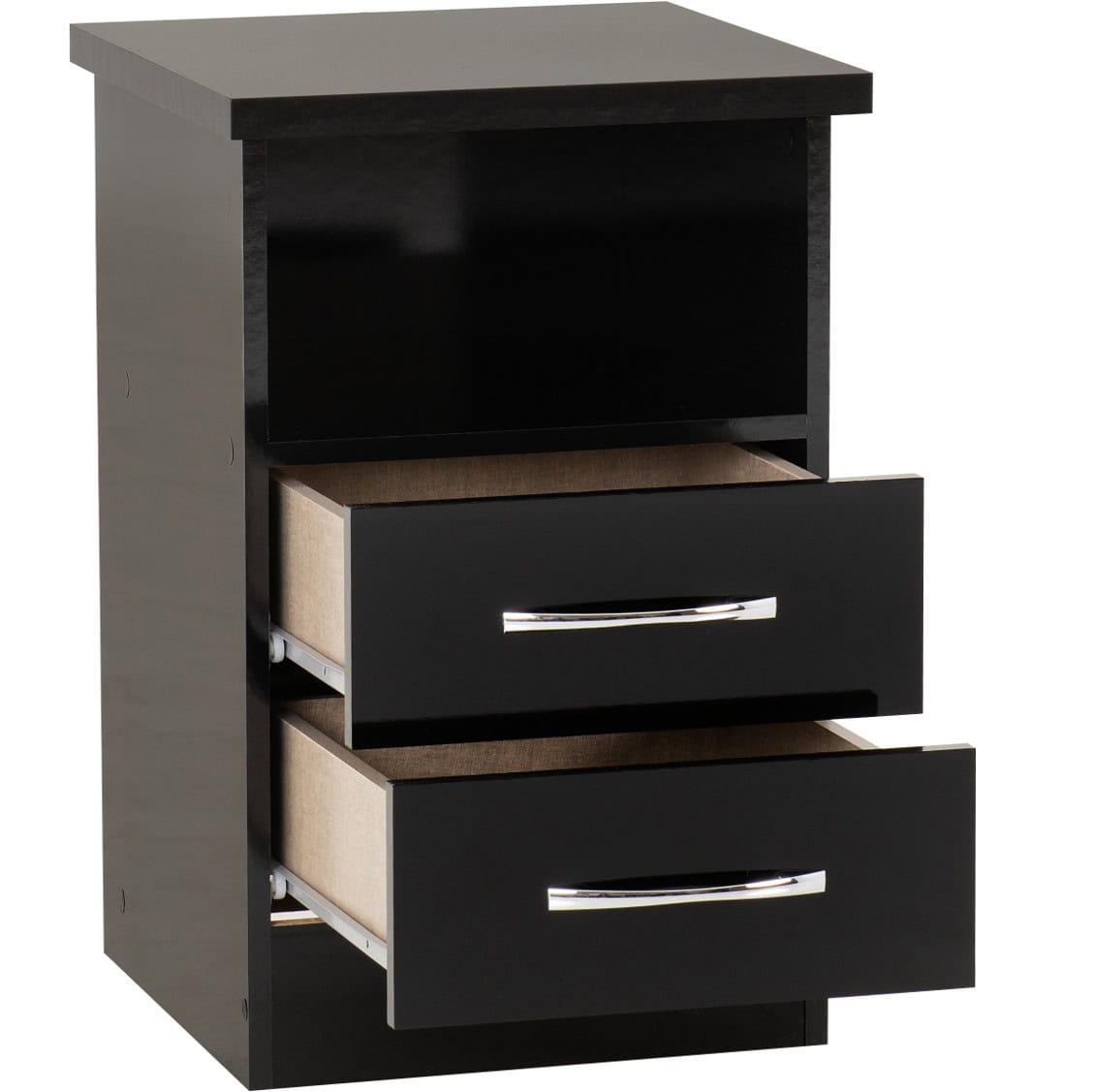 Nevada 2 Drawer Bedside - Black Gloss - Image 2