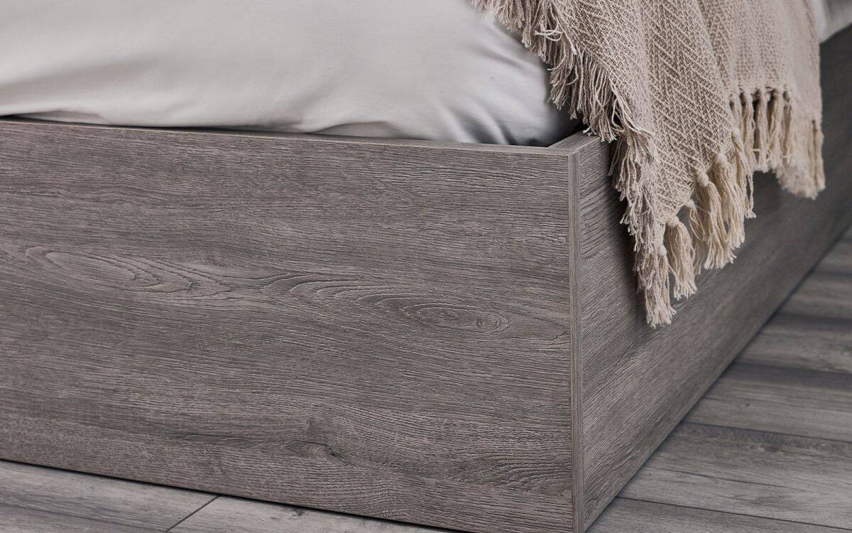 Batu 5ft Bookcase Headboard Ottoman Bed - Grey Oak - Image 3