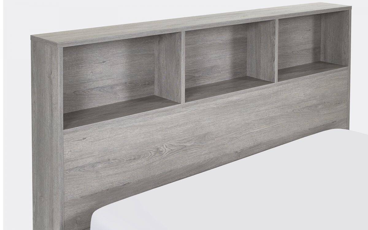 Batu 5ft Bookcase Headboard Ottoman Bed - Grey Oak - Image 10