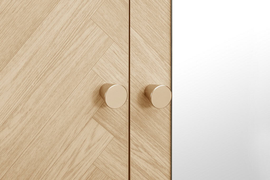 Herringford 3 Door Wardrobe with Mirror - Oak - Image 5
