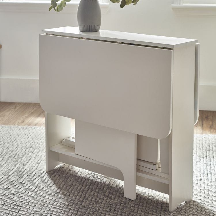 Gatis Small Gateleg Table with 2 Chairs - White - Image 2