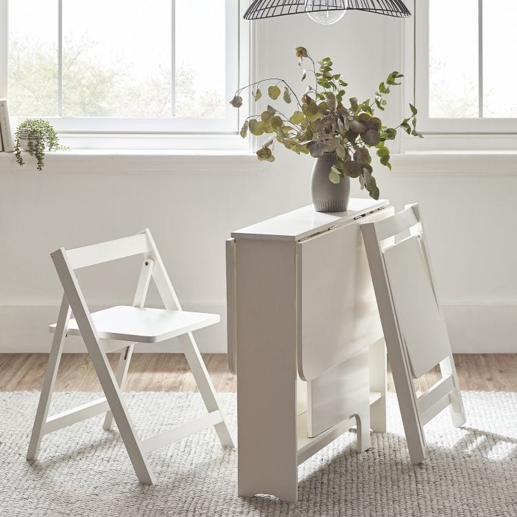 Gatis Small Gateleg Table with 2 Chairs - White - Image 5