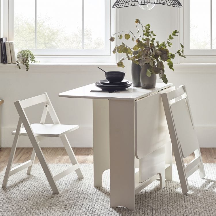 Gatis Small Gateleg Table with 2 Chairs - White - Image 6
