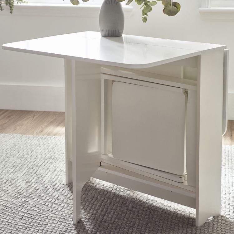 Gatis Small Gateleg Table with 2 Chairs - White - Image 7