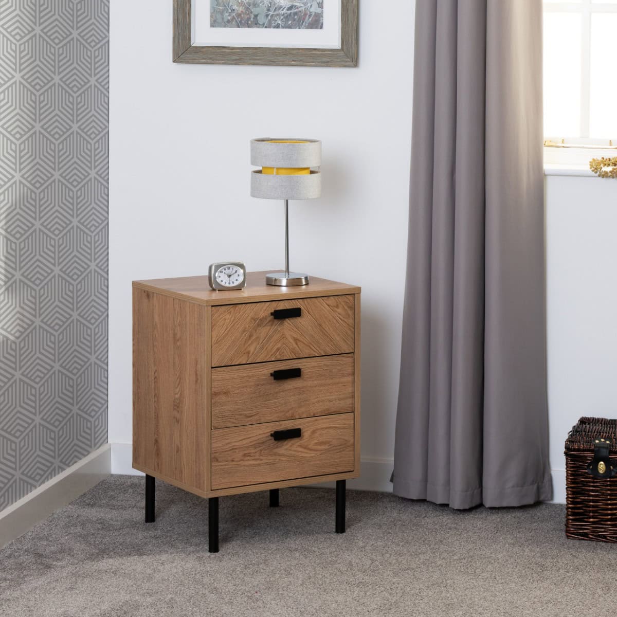 Leon 3 Drawer Bedside - Medium Oak Effect | Buy Online | Beds.ie