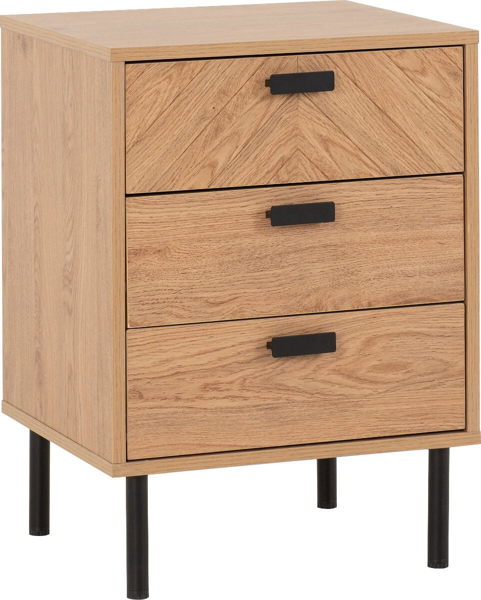 Leon 3 Drawer Bedside - Medium Oak Effect - Image 2