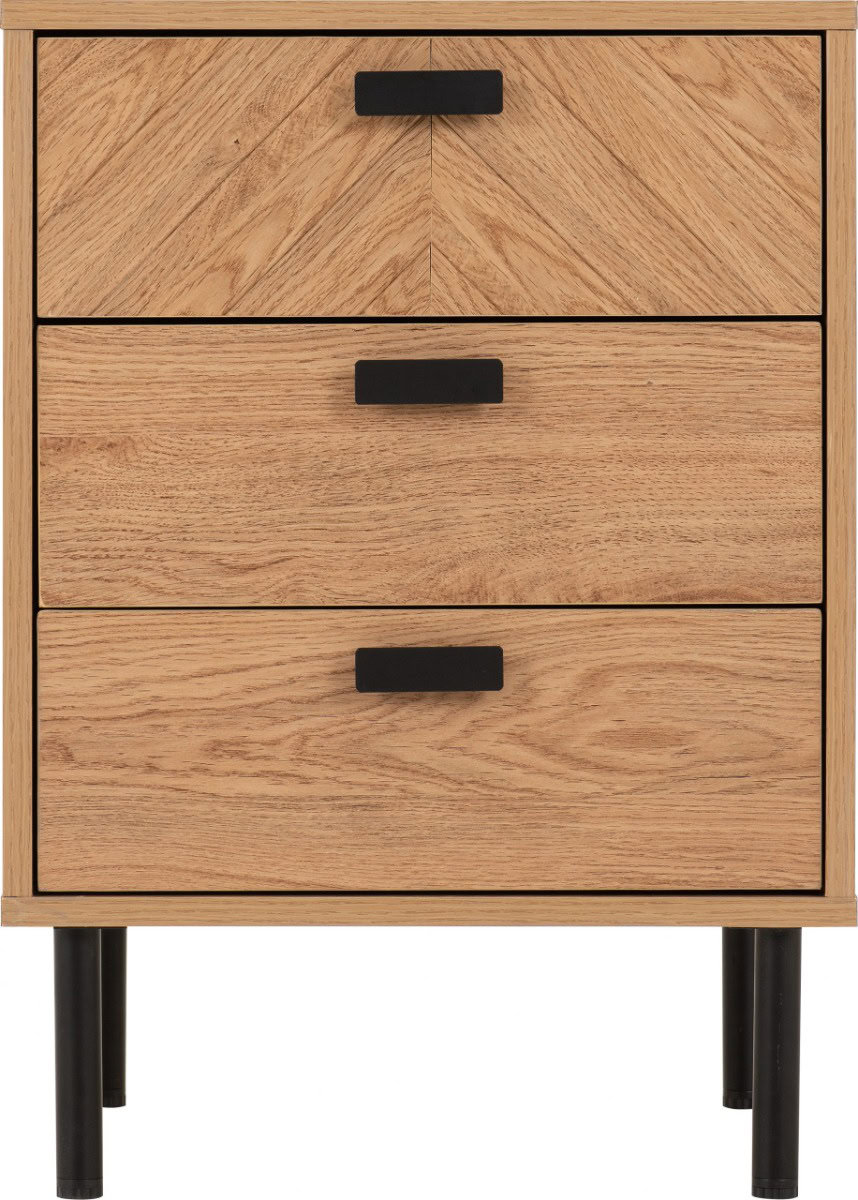 Leon 3 Drawer Bedside - Medium Oak Effect - Image 3