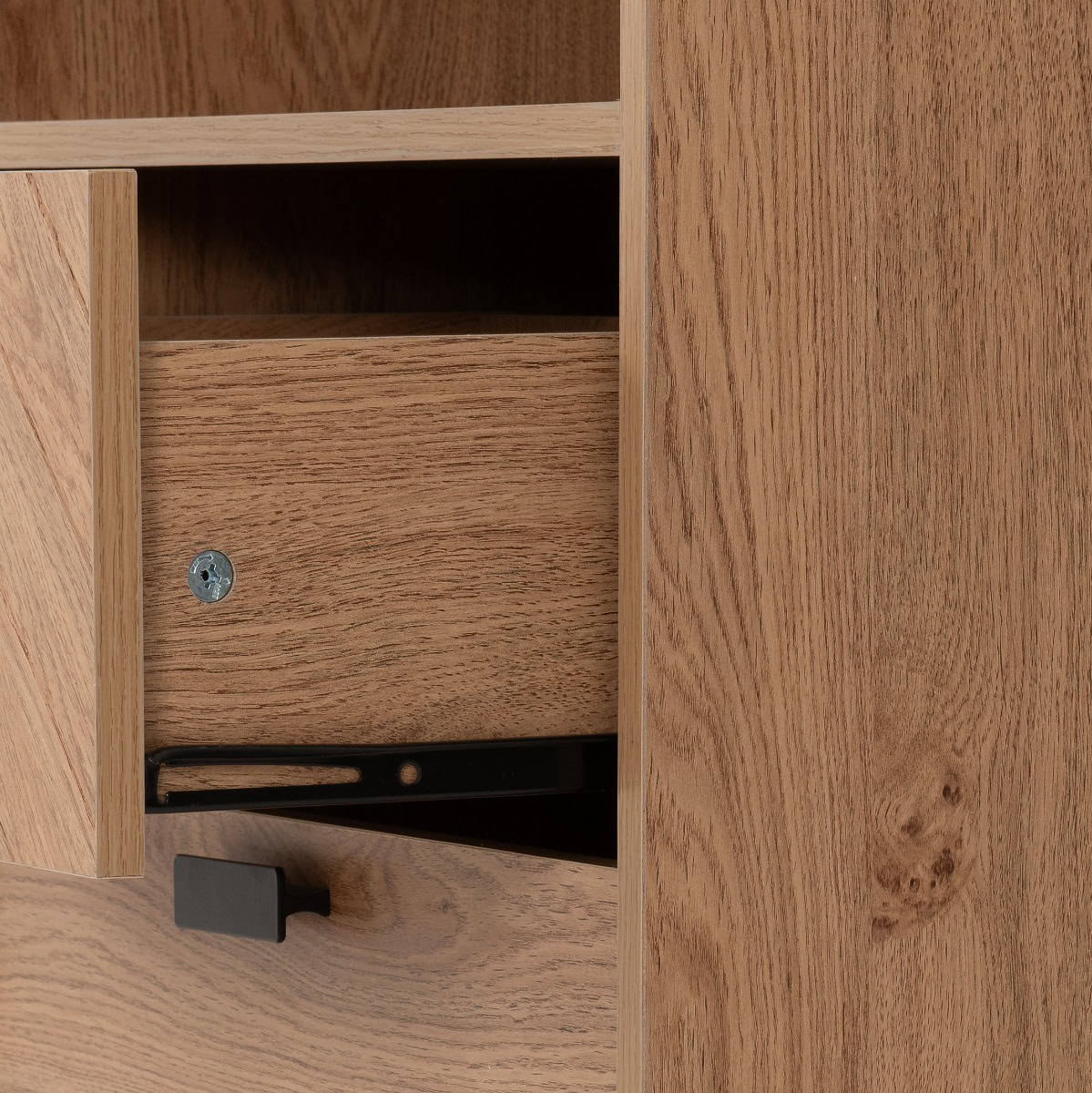 Leon 2 Drawer 2 Shelf Cabinet - Medium Oak Effect - Image 5